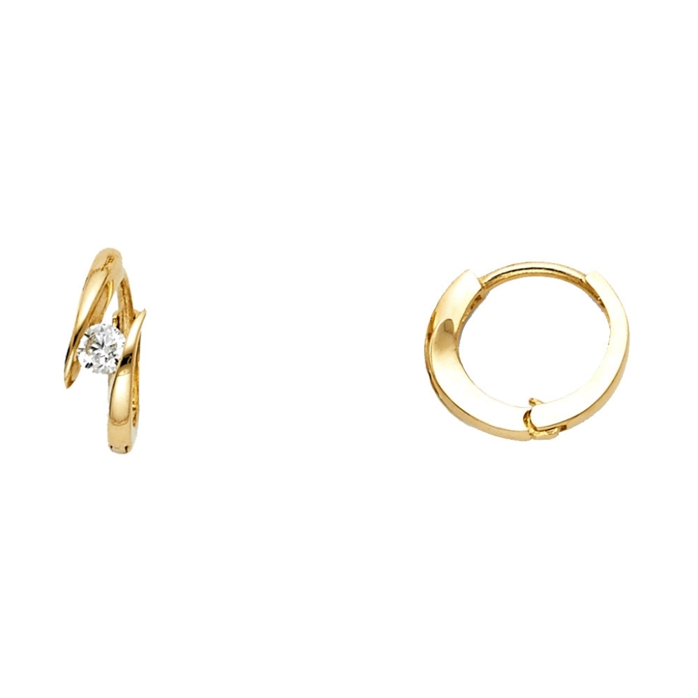 14KT Gold CZ Huggies Earrings